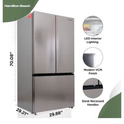 Brand new! Hamilton Beach Counter-Depth 17.7 cu ft 3-Door 30-in wide French Door Refrigerator (Stainless)