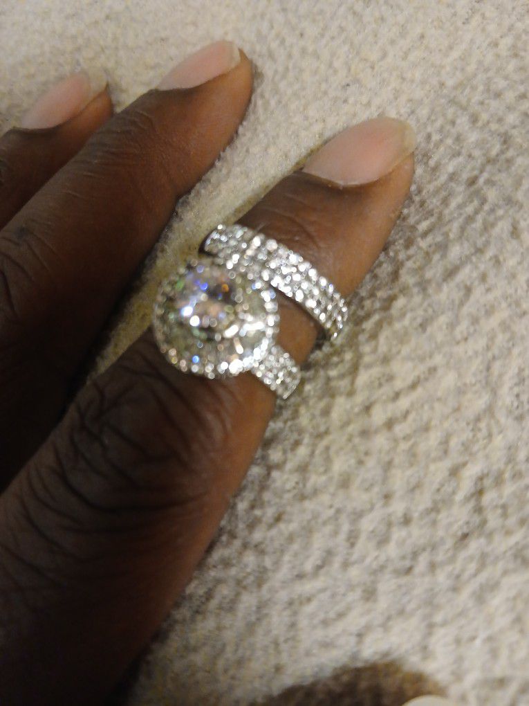 14kt White Gold Filled Engagement Wedding Ring 2pc Set
