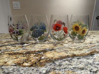 Portmeirion Set of 4 Botanic Garden Stemless Wine Glasses