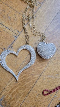 2 Long Heart Necklaces 