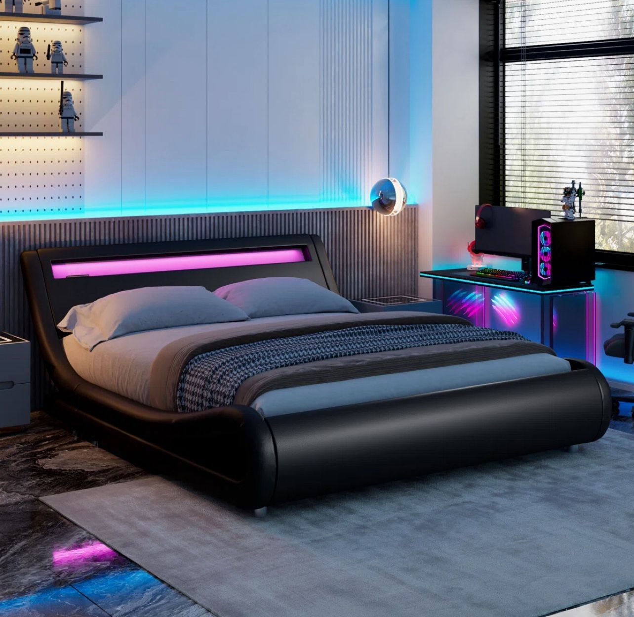 Brand new light up king bed