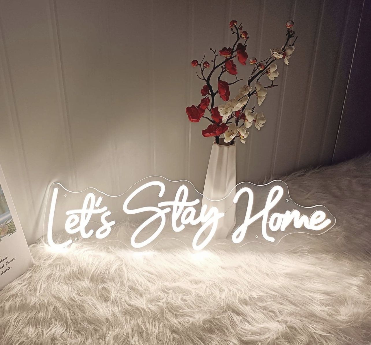 Let's stay home Neon Sign with Dimmable Neon Night Bedroom Decor for Home Wall Art Decor Christmas Wedding Party Club Bar Valentines Gift Atmosphere L