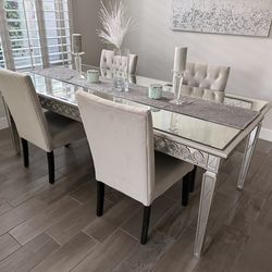 ZGallerie Mirrored Dining Table with Chairs