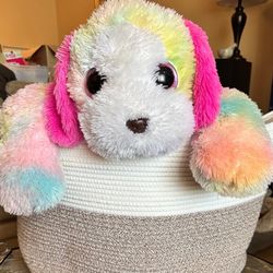 TY Stuffed Animal Plush - approximately 26”  Dog Pastel Rainbow Tie dye 