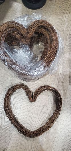 New 12" Natural Grapevine Heart Wreaths – Set of 8