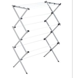 Honey-Can-Do Deluxe Metal Collapsible Clothes Drying Rack, 50 lbs, 29" x 14.2" x 42.1", White & Grey