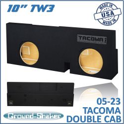 black 10" tw3 dual sealed sub box, fits 05-23 toyota tacoma double-cab