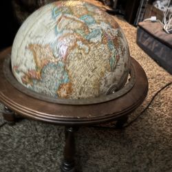 Vintage Replogle Raised Topography 12” Globe W/ Wooden Stand