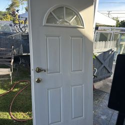 Weather door water proof front door with glass design  35.5 inches new  79 inches height  