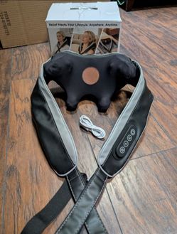 Neck Massager for Pain Relief Deep Tissue, Kneading Shiatsu Neck and Shoulder Massager with Heat,Cordless Massager