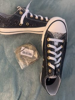 Black and gold custom converse