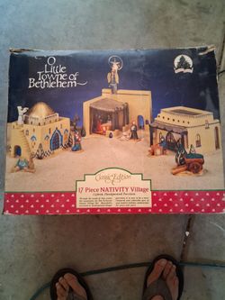O Little Towne of Bethlehem 17-Piece Nativity Village Set