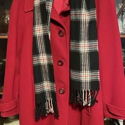 Women’s Red London Fog Coat Sz L 