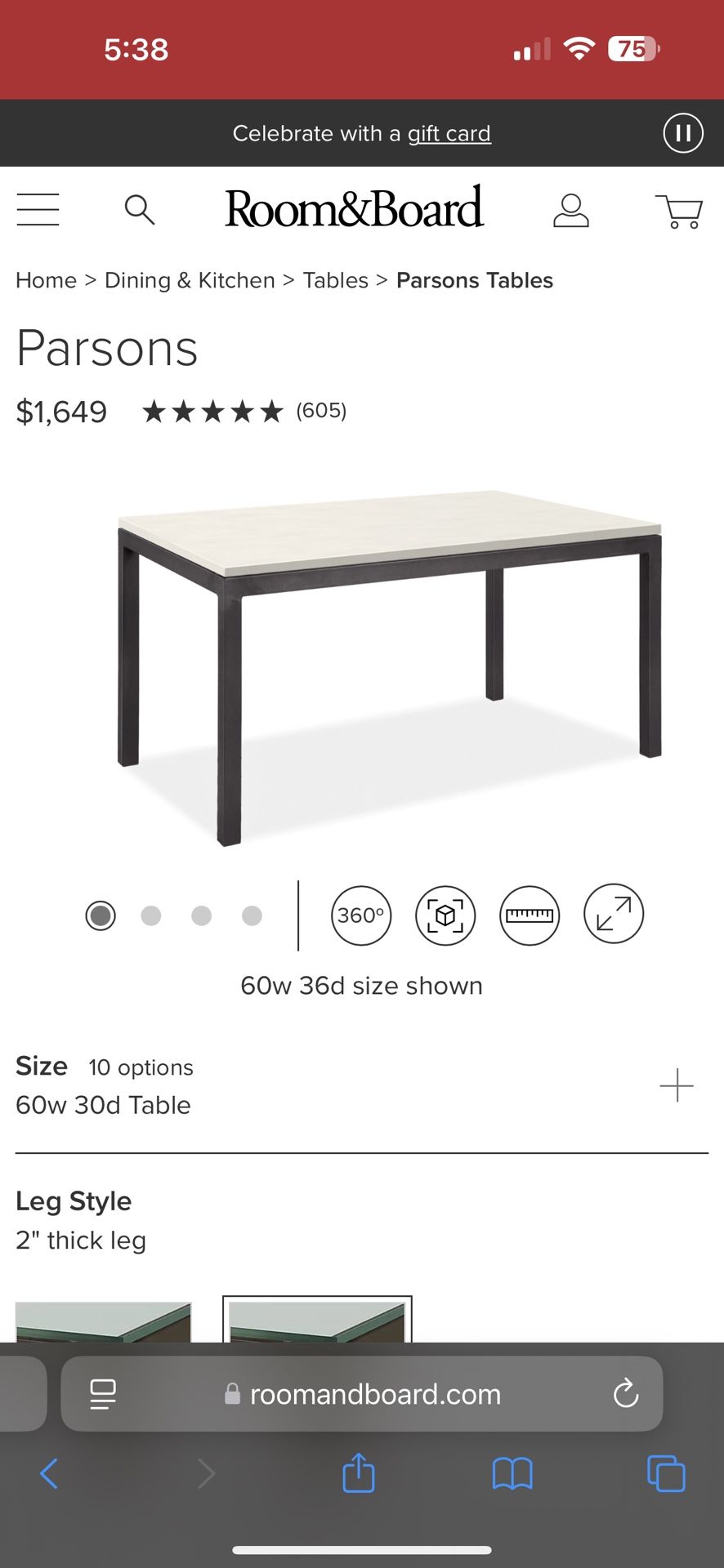 Room & Board Parsons Dining Table