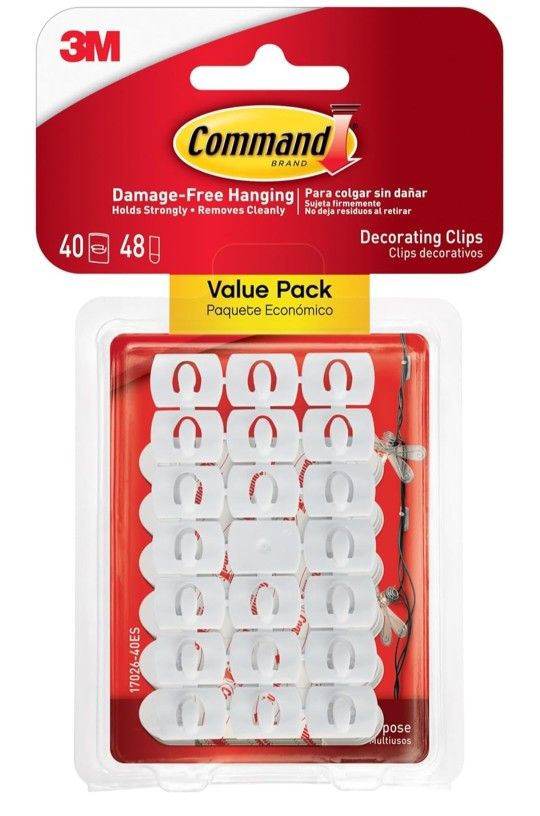 Command Decorating Clips, 40 Clips and 48 Strips, 40 White