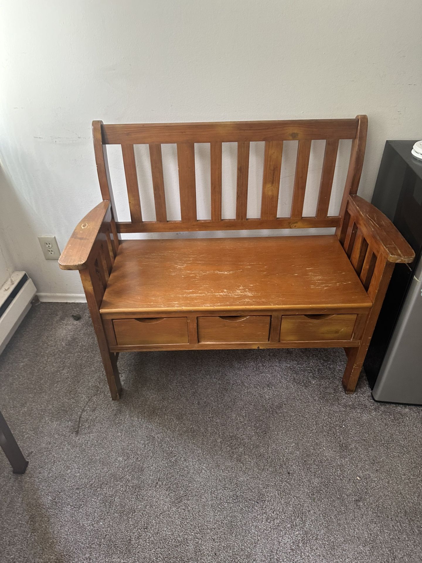 Wood Bench With Drawers