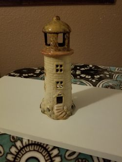 Ceramic Beige Lighthouse Tea Light Decor