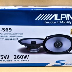 Alpine S Series Car Speakers Set 6" X 9" 2-Way Coaxial Speaker System 260 Watts S2-S69 🚨 Payment Options Available 🚨 No Credit Needed 🚨 