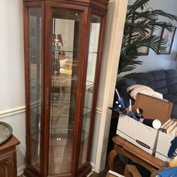 Curio Cabinet With Antiqu Collectibles 