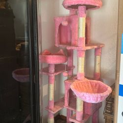 Tall Pink Cat Tree