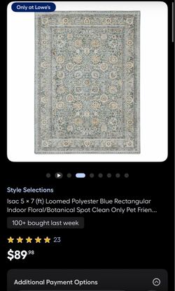 Isac 5 × 7 (ft) Loomed Polyester Blue Rectangular Indoor Rug