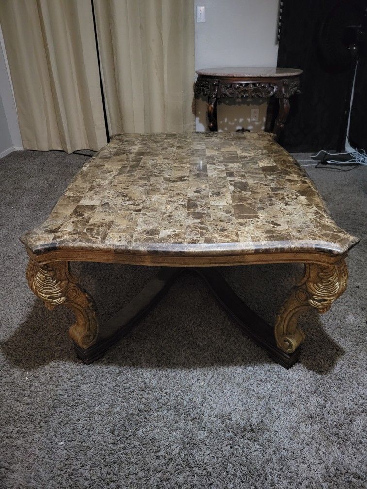 Full Authentic Granite Fine Wood Coffee Table Counter