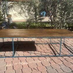 Solid Wood & Steel Industrial Table – Handcrafted