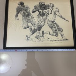 Vintage framed New York Giants football print.