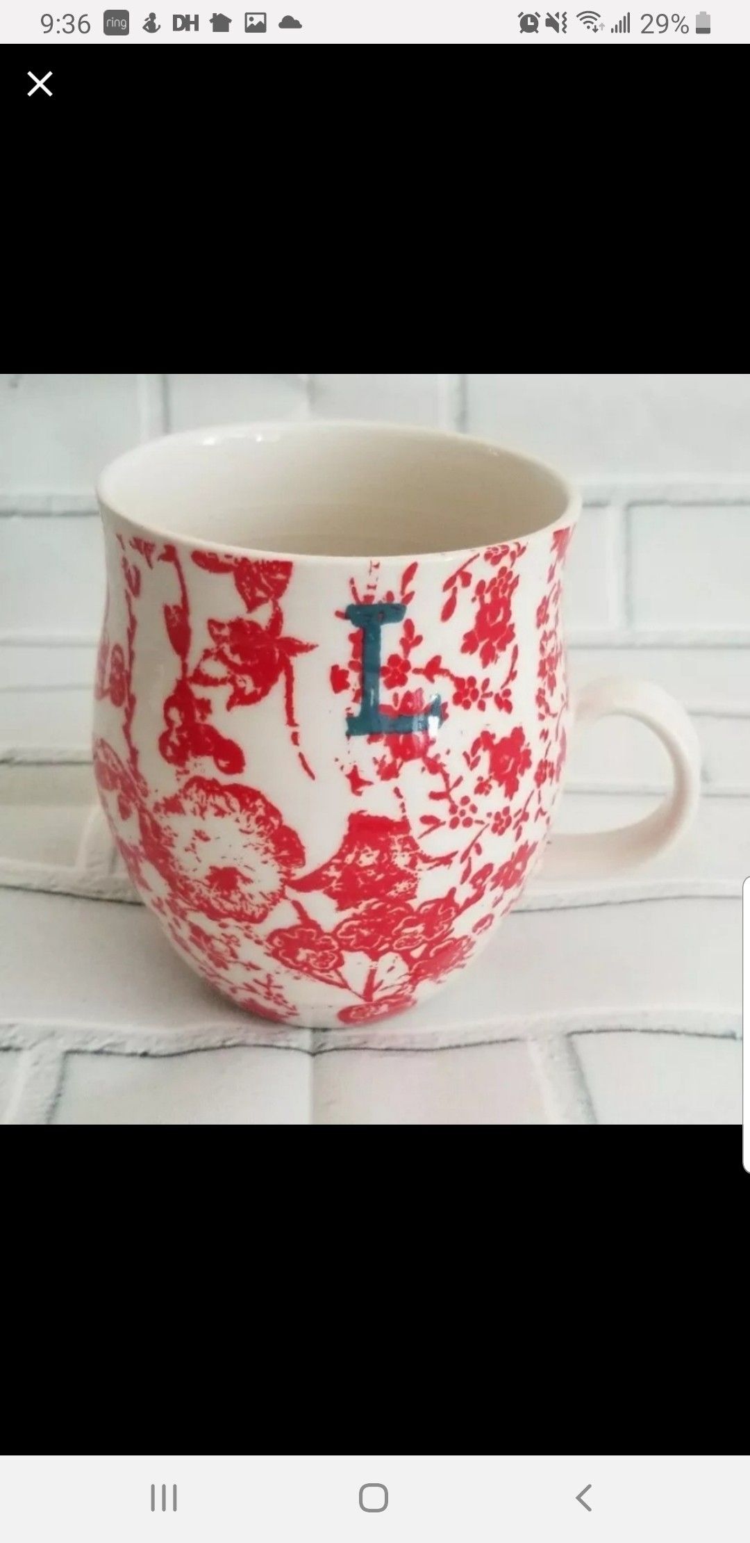 Anthropologie monogrammed L letter coffee mug