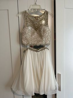 White 2 piece Dress with embroidery