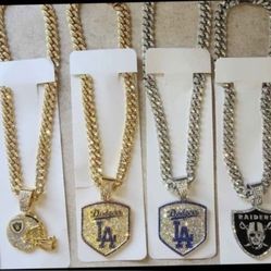 20" LA Dodgers or Raiders iced chain necklace see all pics sold separately SHIPPING AVAILABLE