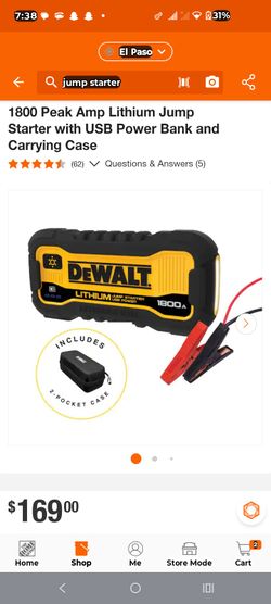 DEWALT
1800 Peak Amp Lithium Jump Starter