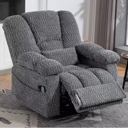 Blue 27.5 in. Wide Chenille Oversized Power Lift Recliner Up to 500 lbs.w/ 8.5 in.Extended Footrest,Storage,Massage,Heat