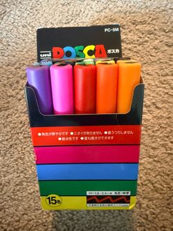 Uni POSCA PC-5M 15 Color Medium Bullet Tip Paint Marker Set Made in Japan