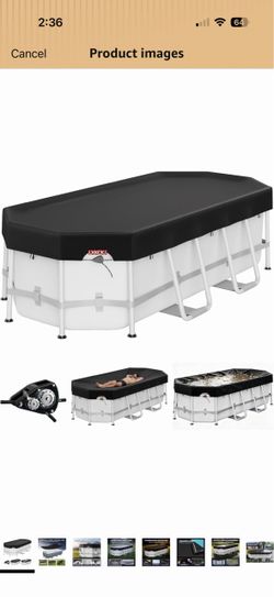 LXKCKJ 10x16 FT Pool Cover for Above Ground Pools, Rectangular 420D Oxford 10000PA Waterproof, 100MPH Windproof, Tear-Resistant, UPF50+ UV Protection,