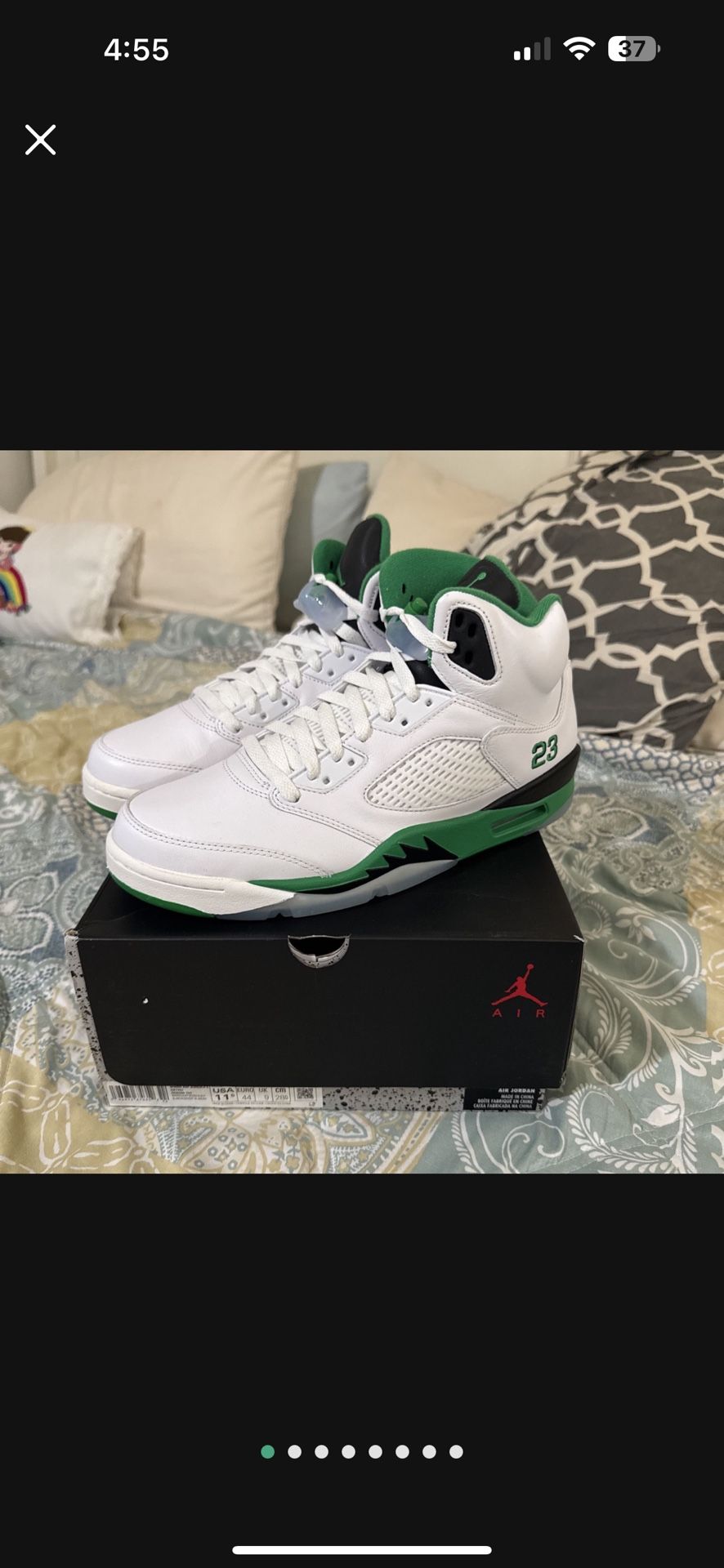 Jordan Retro 5 'Lucky Green' Size 10 Men / 11.5 Women Brand New