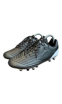 Brava Kids 4.5D Black Gray Soccer Cleats with Lace-Up Closure