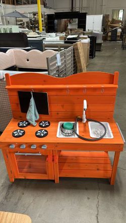 Assembled New Kitchen Playset for Kids, Outdoor Wooden Mud Kitchen Set