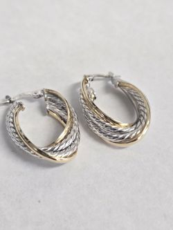14kt Gold & White Gold Hoops