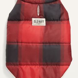 Old Navy Quilted Red/Black Sherpa-Lined Puffer Jacket for Pets