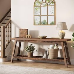 70.86-Inch Console Table for Entyrway, Farmhouse 2-Tier Entry Entrance Table, Narrow Long Sofa Table