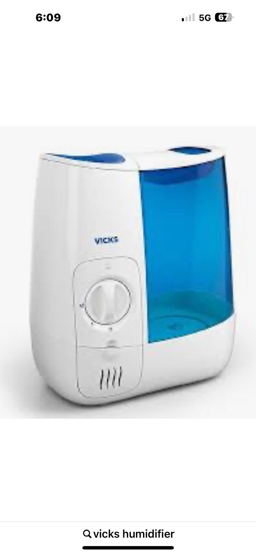 Vicks Warm Moisture Humidifier - White/Blue