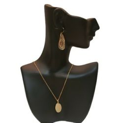 LOFT 24"  gold tone chain with pendent w/ pair gold tone earrings 