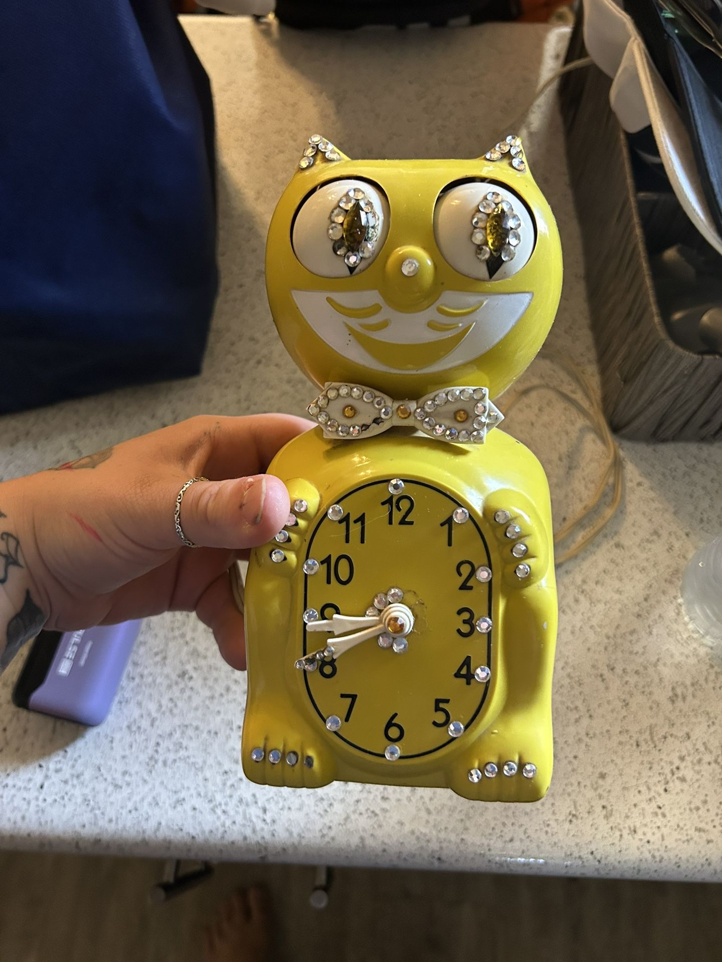 Vintage 1960s Limited Edition Yellow Kit-Cat Clock