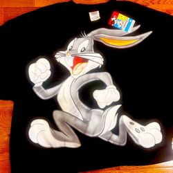 Looney Tunes Bugs Bunny Women's oversized Black Long Sleeve Sweatshirt size L