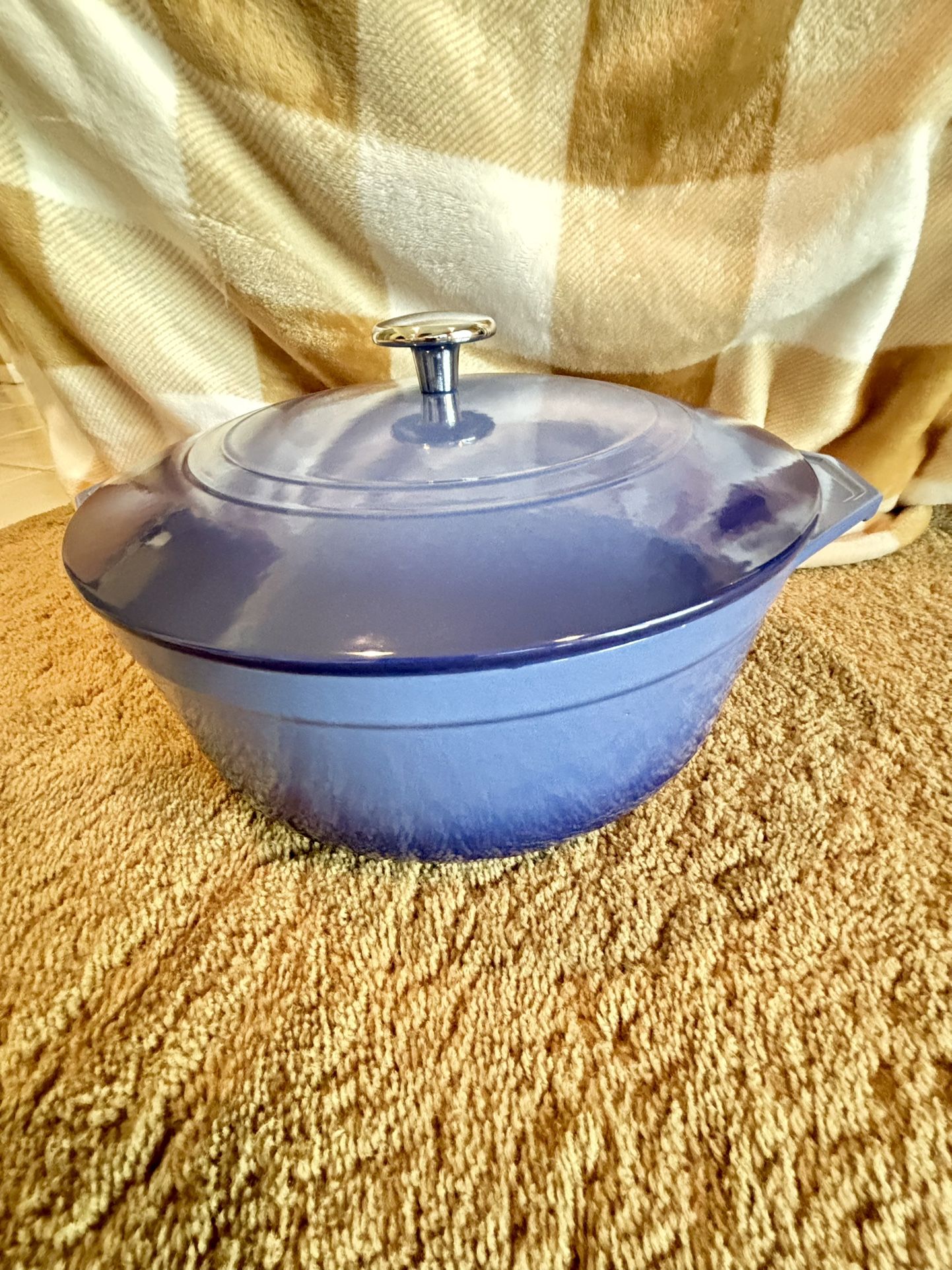 KIRKLAND SIGNATURE 6.5 QUART Round DUTCH OVEN Blue Enamel Cast Iron Made in France