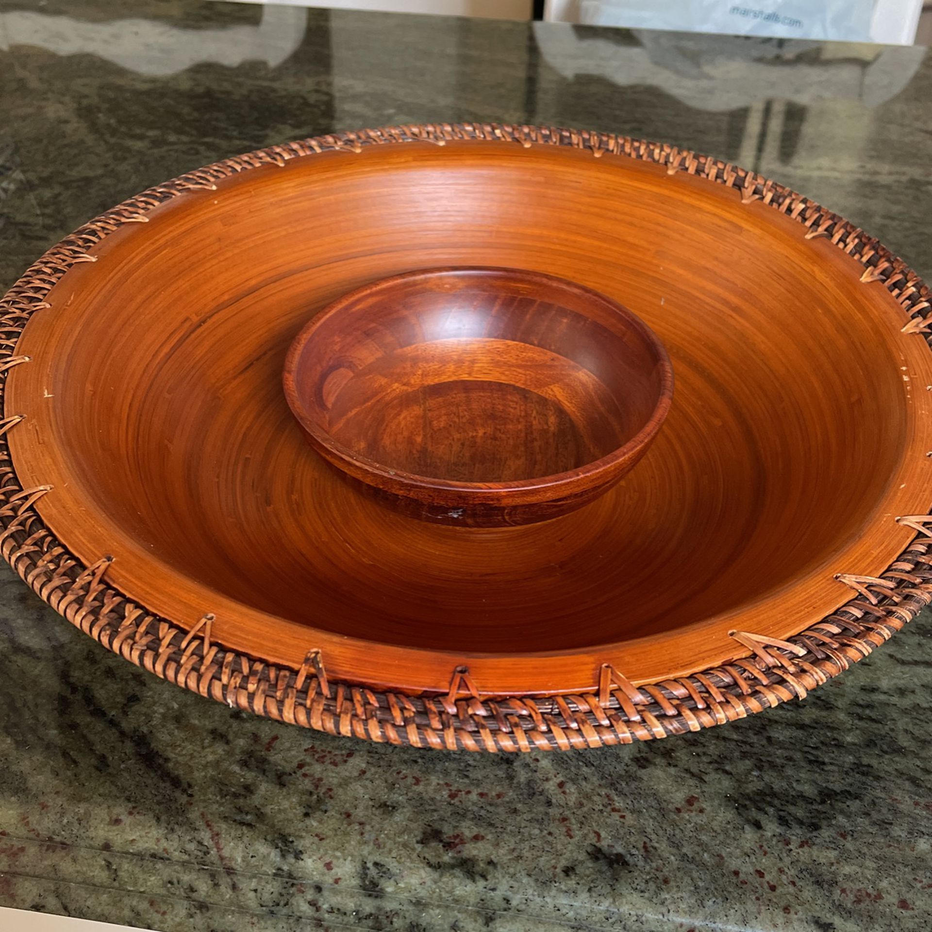 Wooden Washable Salsa Chips Bowl 