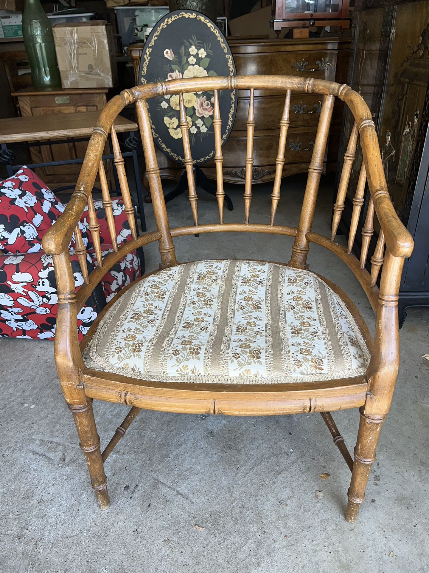 Hollywood Regency Faux Bamboo Side Chair 