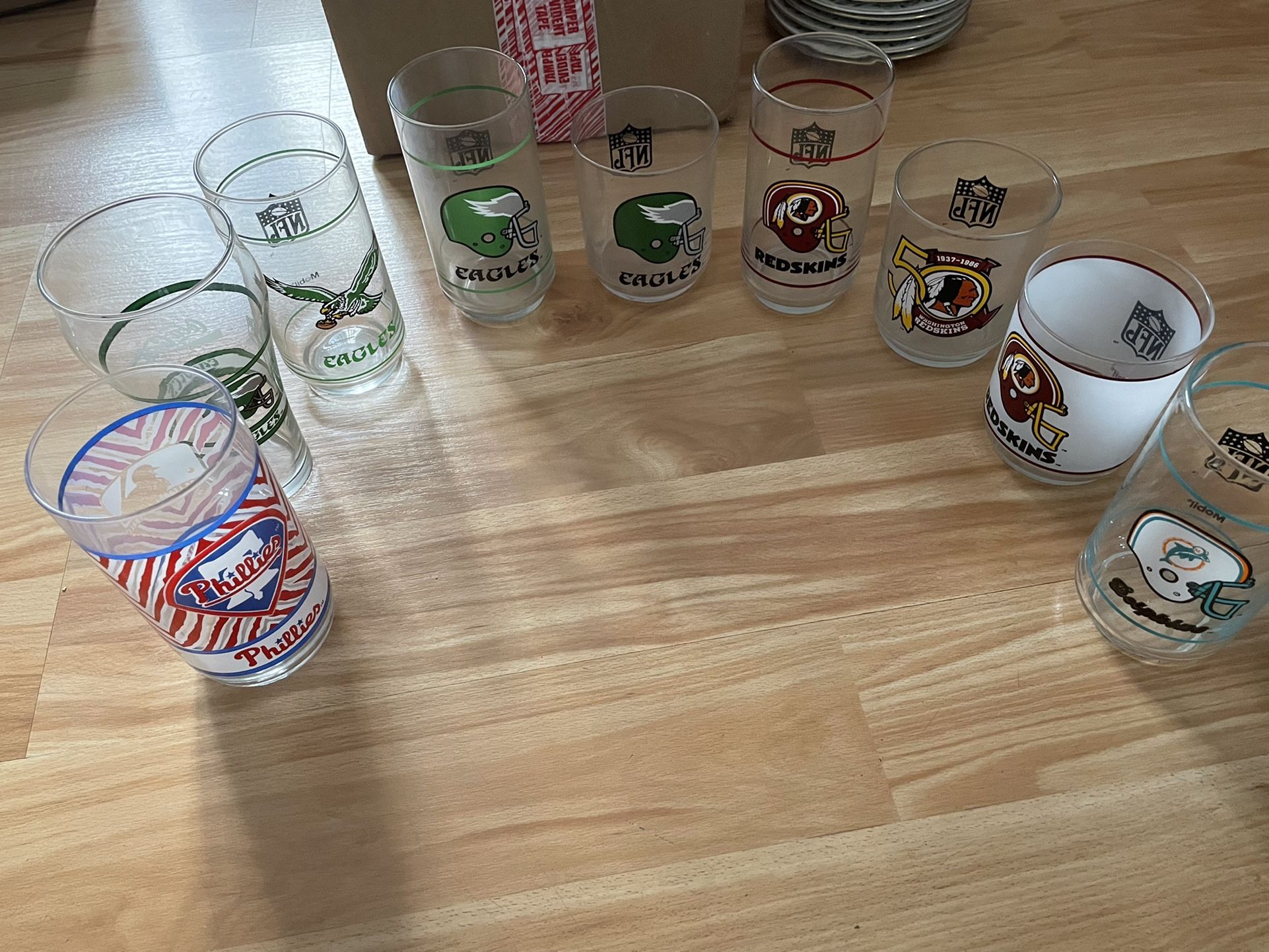 Awesome Vintage Glassware Mobil Gas NFL Bundle
