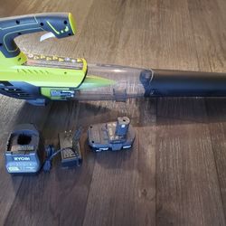 RYOBIONE+ 18V 100 MPH 280 CFM Cordless Battery Variable-Speed Jet Fan Leaf Blower with 2.0 Ah Battery and Charger